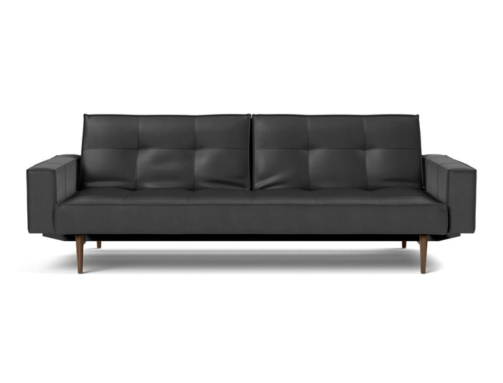 Canapea extensibila cu brate Splitback Styletto Dark Wood 115x210cm, tesatura la alegere #material_550-faunal-black