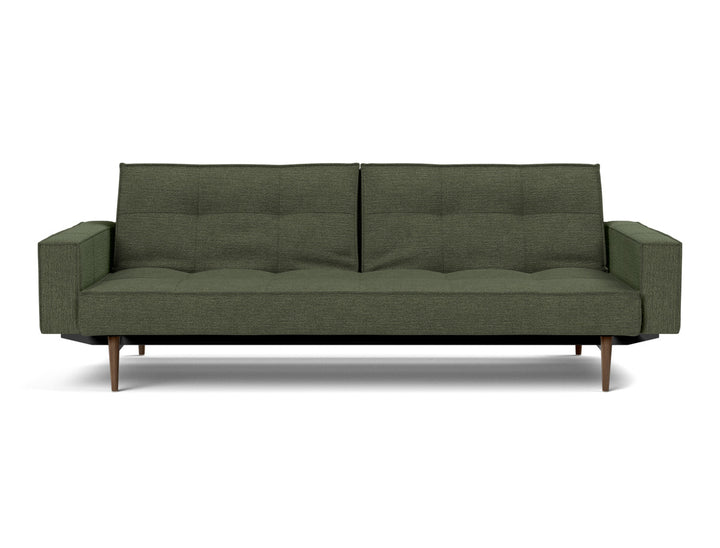 Canapea extensibila cu brate Splitback Styletto Dark Wood 115x210cm, tesatura la alegere #material_353-taura-forest