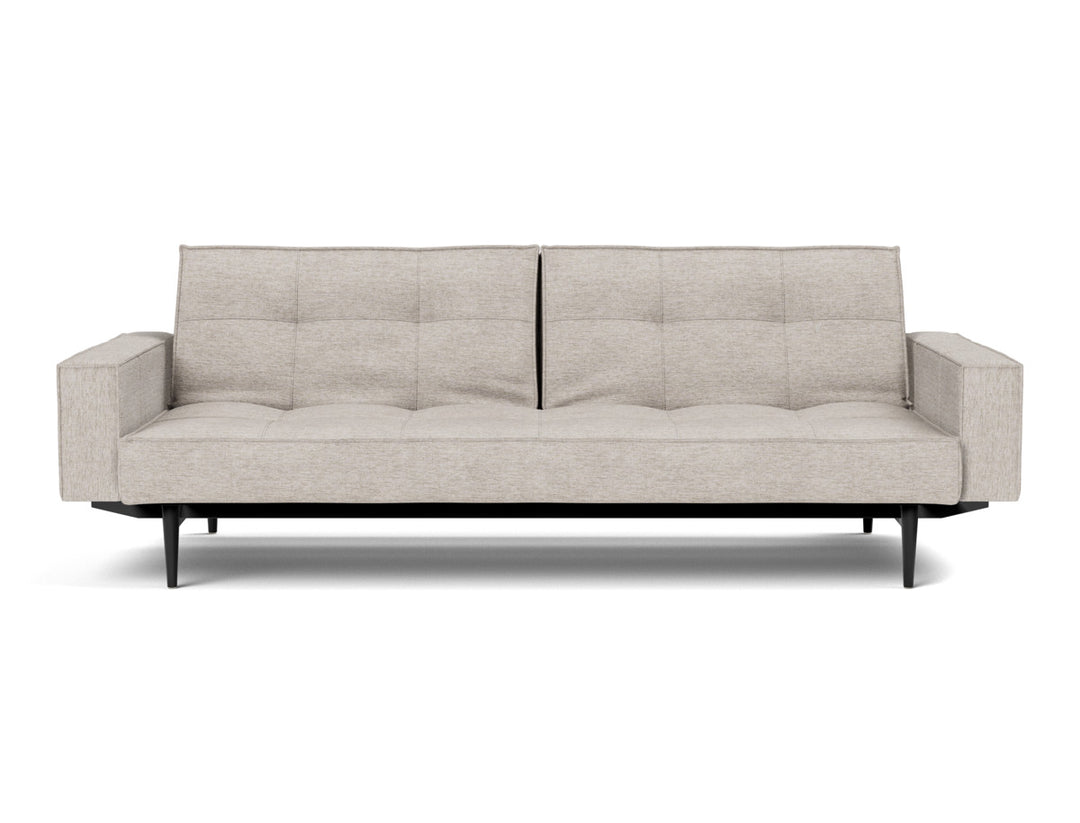 Canapea extensibila cu brate Splitback Styletto / lemn negru, tesatura la alegere #material_471-yuveno-sand