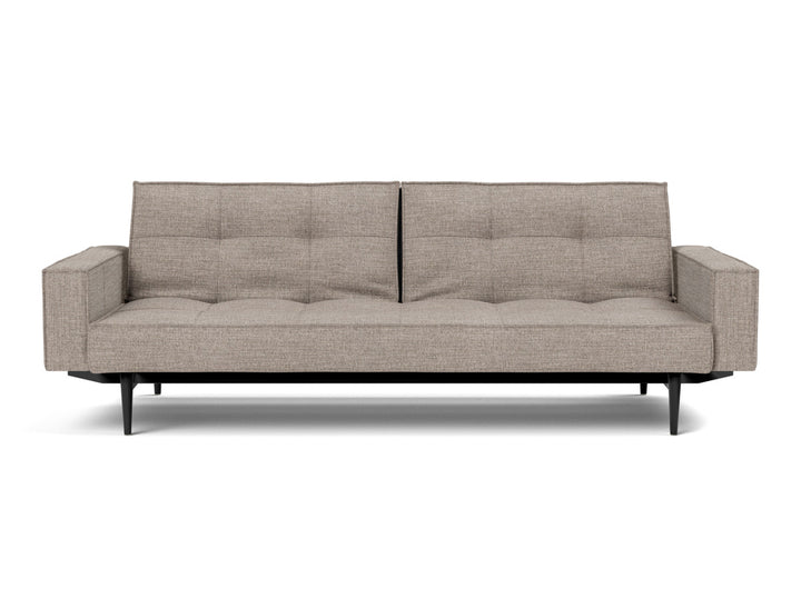 Canapea extensibila cu brate Splitback Styletto / lemn negru, tesatura la alegere #material_472-yuveno-warm-grey
