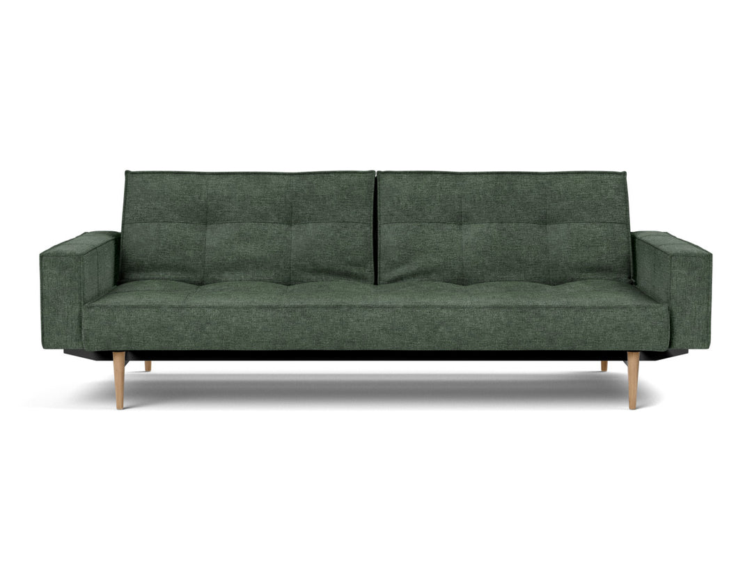 Canapea extensibila cu brate Splitback Styletto Light Wood 115x210cm, tesatura la alegere #material_281-avella-pine-green