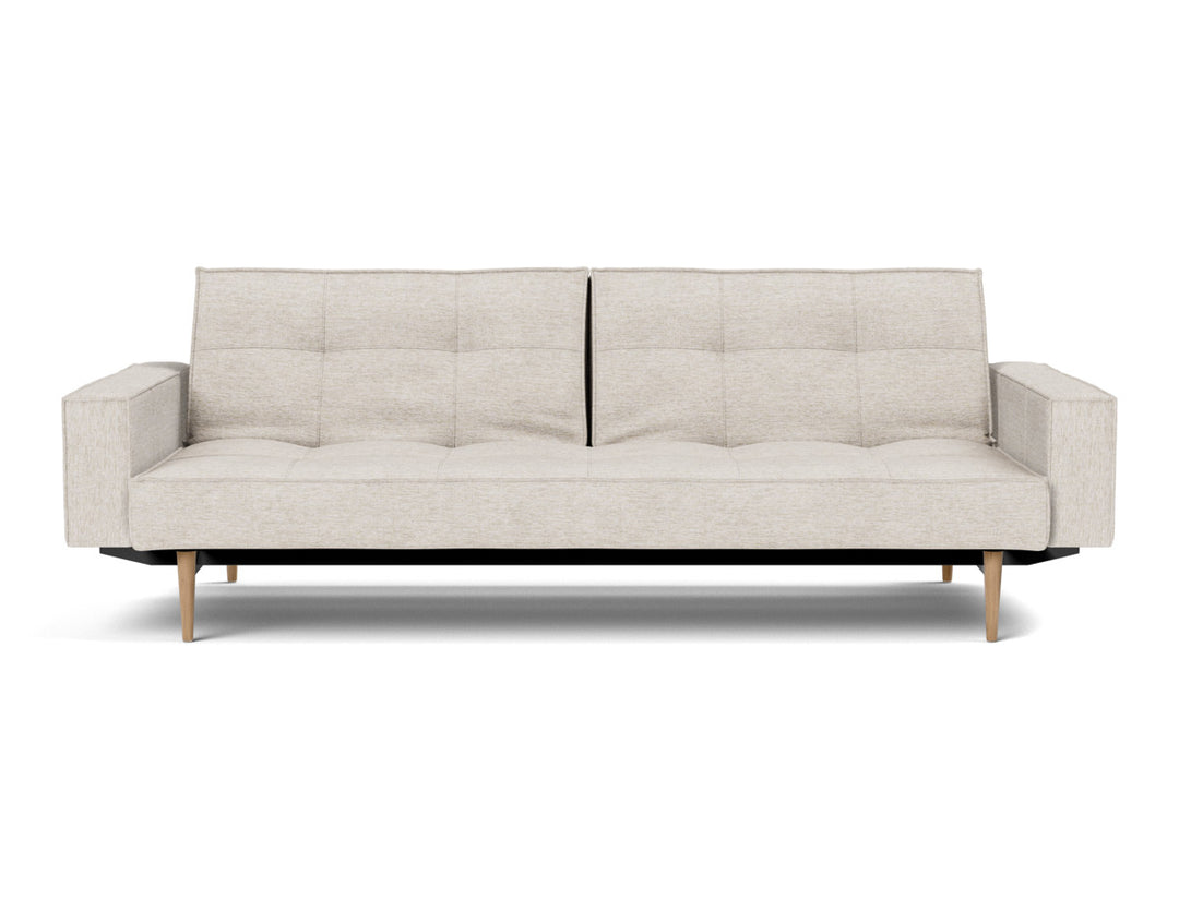 Canapea extensibila cu brate Splitback Styletto Light Wood 115x210cm, tesatura la alegere #material_470-yuveno-natural