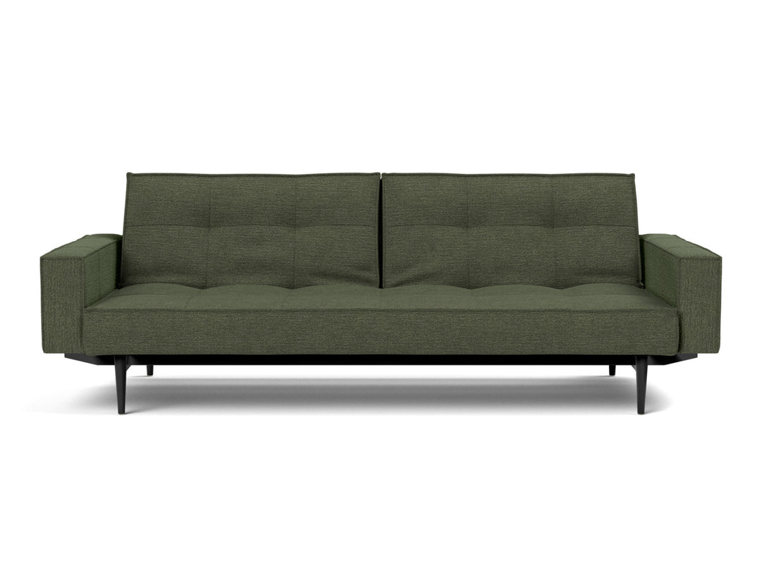 Canapea extensibila cu brate Splitback Styletto / lemn negru, tesatura la alegere #material_353-taura-forest