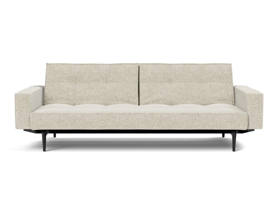 Canapea extensibila cu brate Splitback Styletto / lemn negru, tesatura la alegere #material_357-taura-off-white