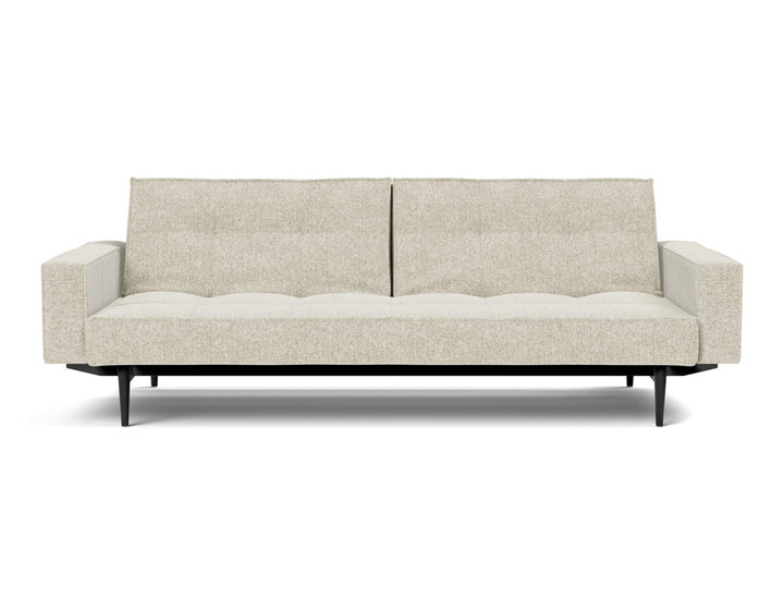 Canapea extensibila cu brate Splitback Styletto / lemn negru, tesatura la alegere #material_357-taura-off-white
