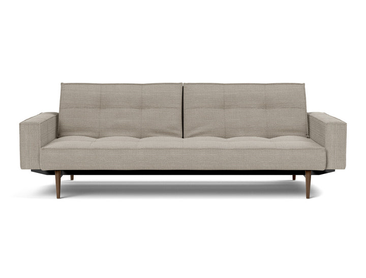 Canapea extensibila cu brate Splitback Styletto Dark Wood 115x210cm, tesatura la alegere #material_579-kenya-gravel