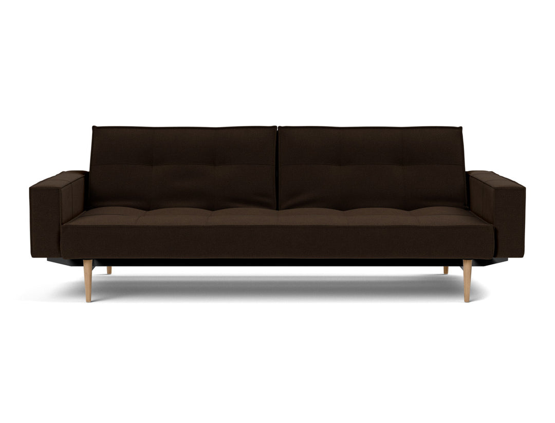 Canapea extensibila cu brate Splitback Styletto Light Wood 115x210cm, tesatura la alegere #material_358-taura-chocco