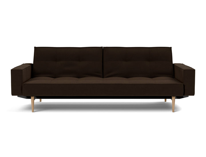 Canapea extensibila cu brate Splitback Styletto Light Wood 115x210cm, tesatura la alegere #material_358-taura-chocco