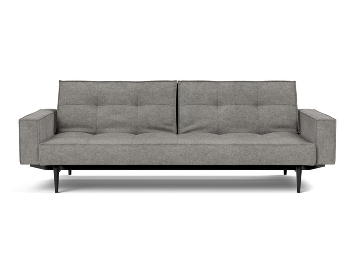 Canapea extensibila cu brate Splitback Styletto / lemn negru, tesatura la alegere #material_282-avella-warm-grey