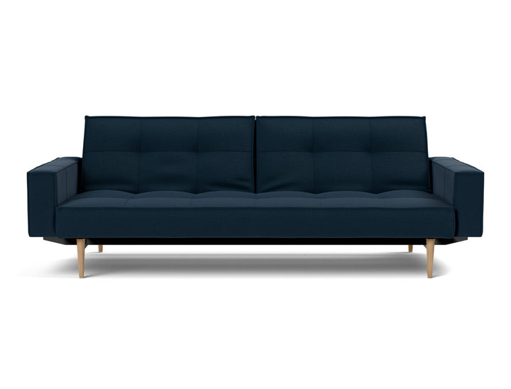 Canapea extensibila cu brate Splitback Styletto Light Wood 115x210cm, tesatura la alegere #material_528-mixed-dance-blue