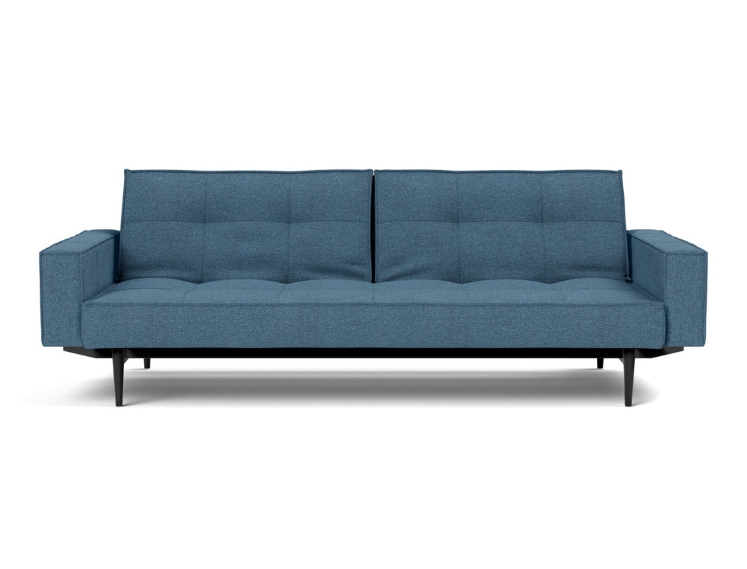 Canapea extensibila cu brate Splitback Styletto / lemn negru, tesatura la alegere #material_302-weda-blue