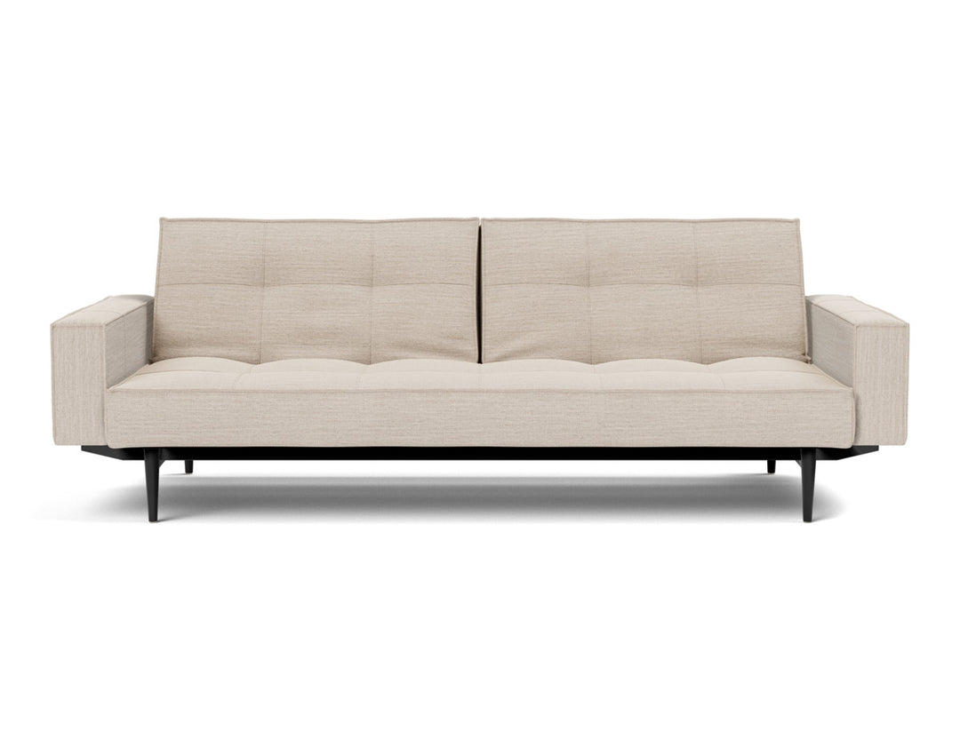 Canapea extensibila cu brate Splitback Styletto / lemn negru, tesatura la alegere #material_612-blida-sand-grey