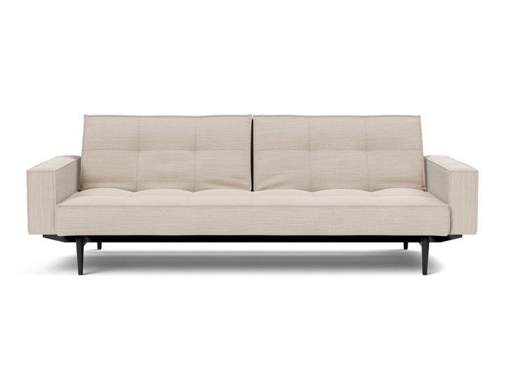 Canapea extensibila cu brate Splitback Styletto / lemn negru, tesatura la alegere #material_612-blida-sand-grey