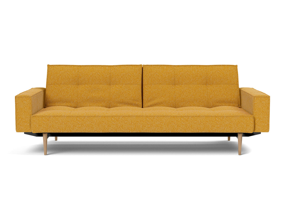 Canapea extensibila cu brate Splitback Styletto Light Wood 115x210cm, tesatura la alegere #material_536-boucl-ochre