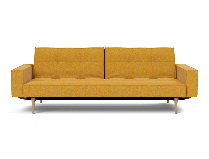 Canapea extensibila cu brate Splitback Styletto Light Wood 115x210cm, tesatura la alegere #material_536-boucl-ochre