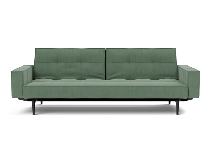 Canapea extensibila cu brate Splitback Styletto / lemn negru, tesatura la alegere #material_518-elegance-green