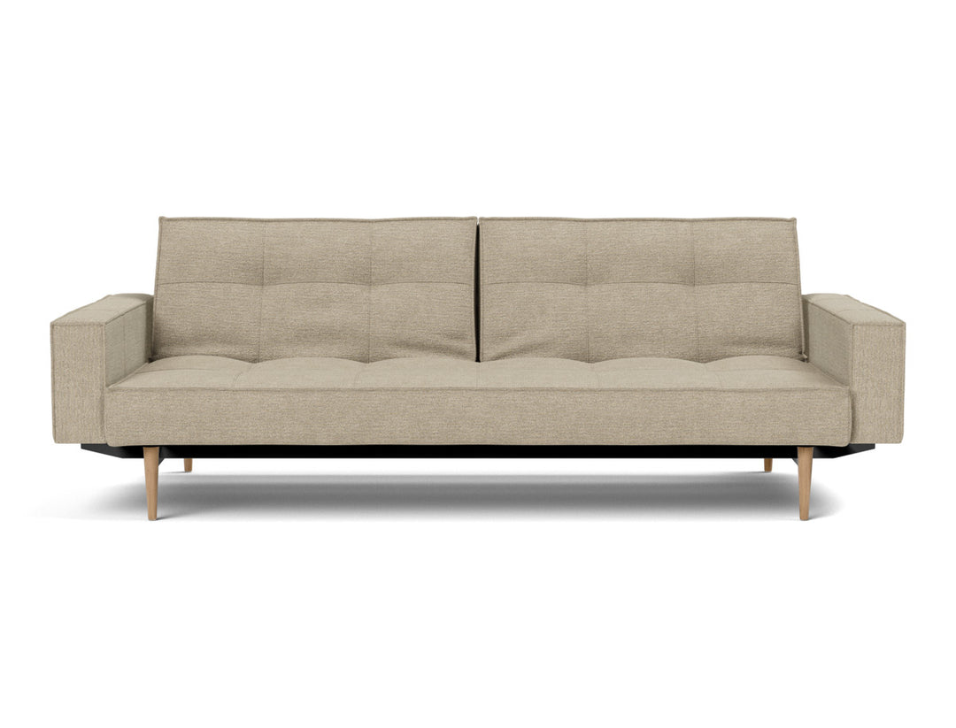 Canapea extensibila cu brate Splitback Styletto Light Wood 115x210cm, tesatura la alegere #material_356-taura-sand