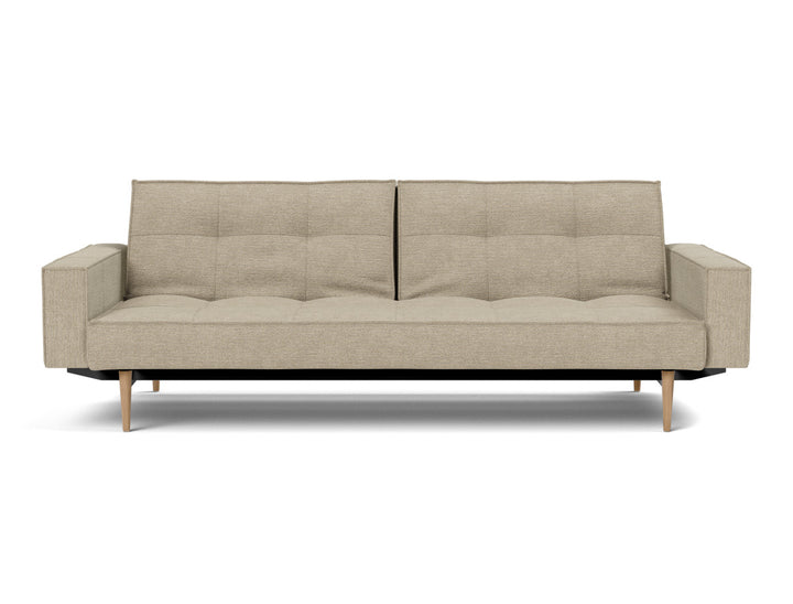 Canapea extensibila cu brate Splitback Styletto Light Wood 115x210cm, tesatura la alegere #material_356-taura-sand