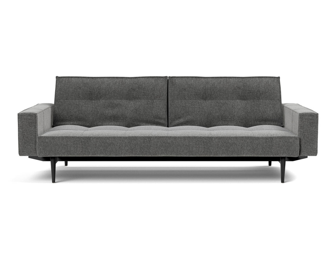 Canapea extensibila cu brate Splitback Styletto / lemn negru, tesatura la alegere #material_563-twist-charcoal