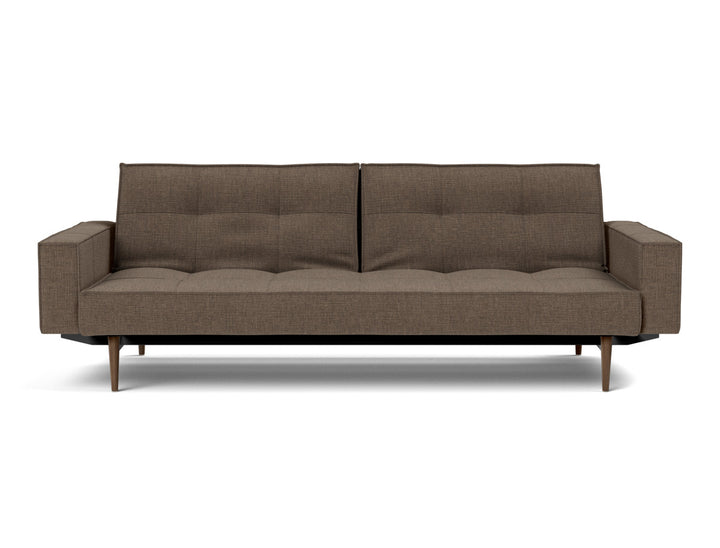 Canapea extensibila cu brate Splitback Styletto Dark Wood 115x210cm, tesatura la alegere #material_411-esina-cedar-brown