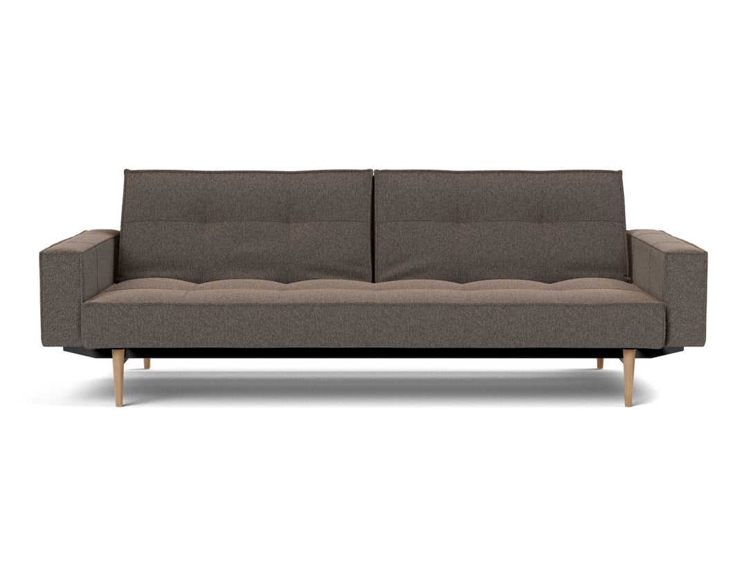 Canapea extensibila cu brate Splitback Styletto Light Wood 115x210cm, tesatura la alegere #material_530-boucl-taupe