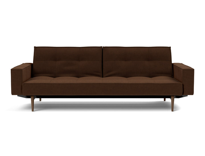 Canapea extensibila cu brate Splitback Styletto Dark Wood 115x210cm, tesatura la alegere #material_359-taura-cappuccino