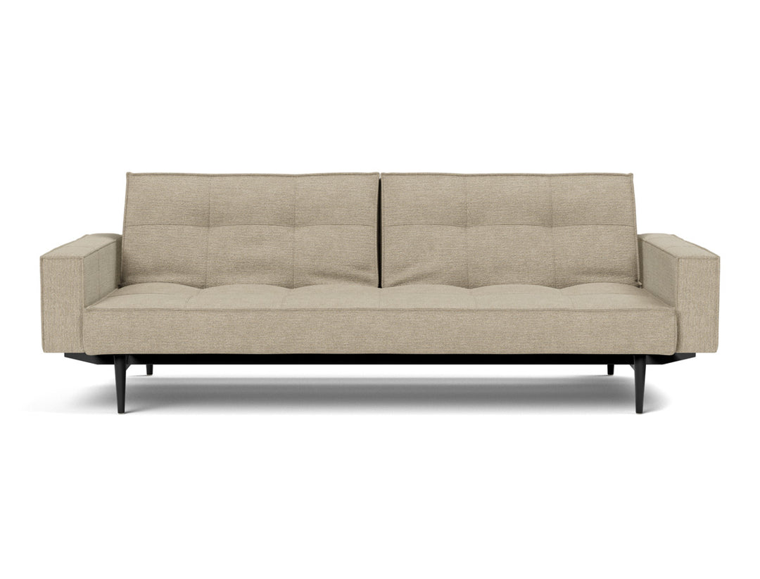 Canapea extensibila cu brate Splitback Styletto / lemn negru, tesatura la alegere #material_356-taura-sand