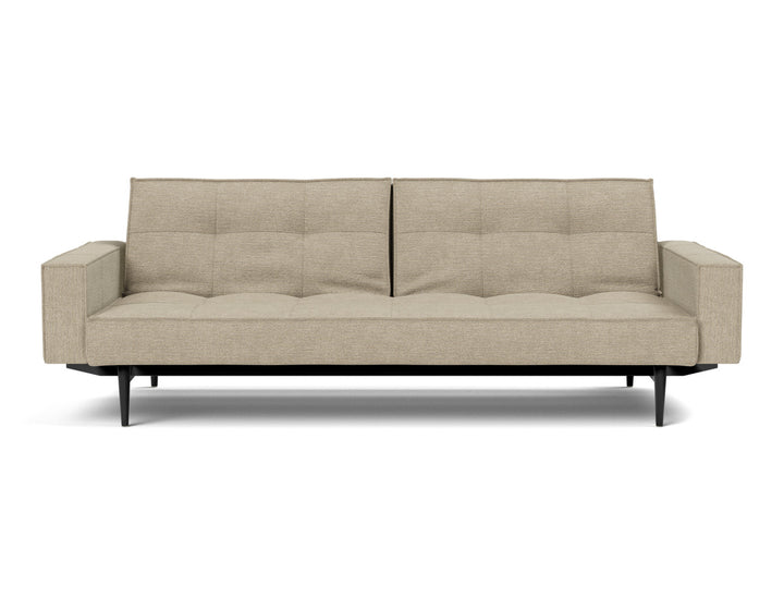 Canapea extensibila cu brate Splitback Styletto / lemn negru, tesatura la alegere #material_356-taura-sand
