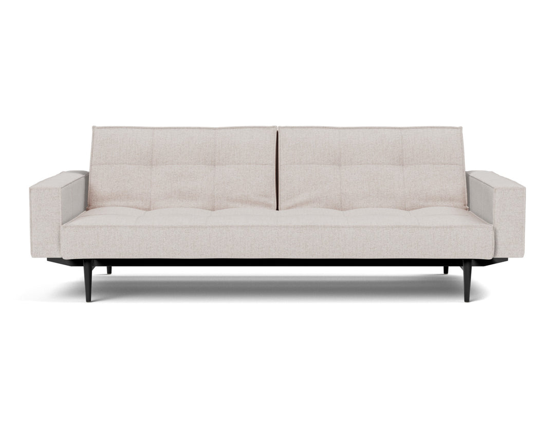 Canapea extensibila cu brate Splitback Styletto / lemn negru, tesatura la alegere #material_300-weda-sand