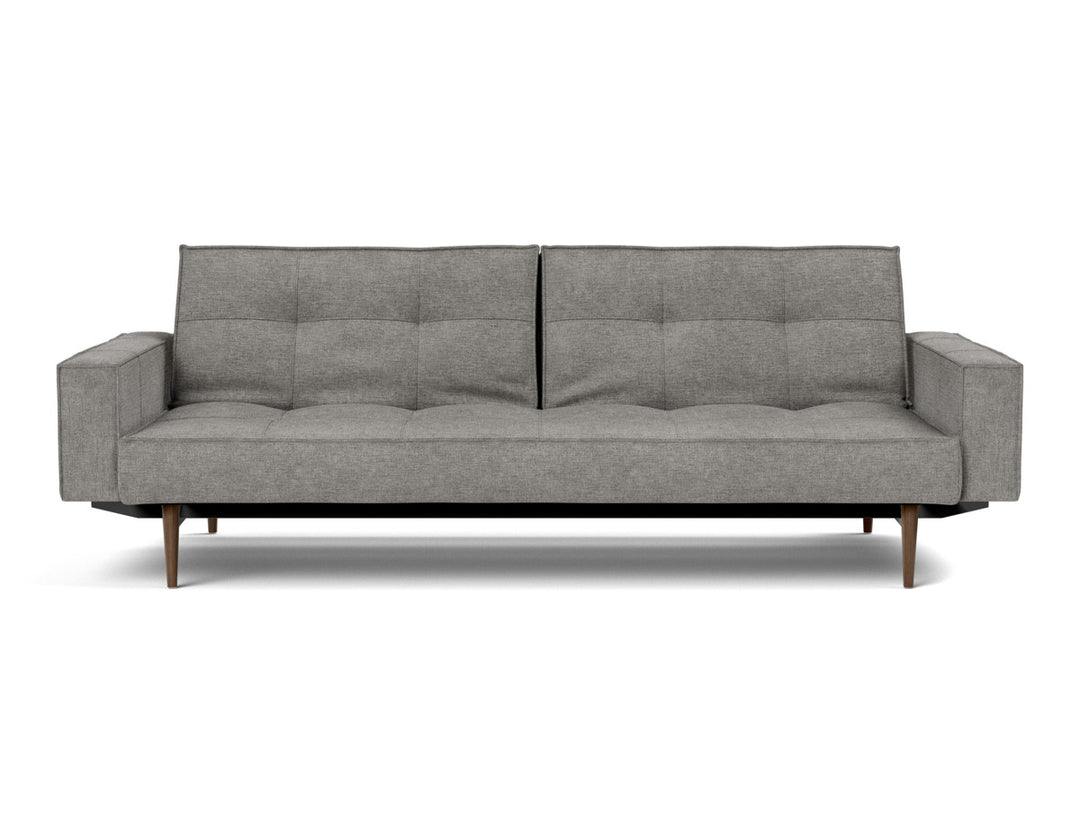 Canapea extensibila cu brate Splitback Styletto Dark Wood 115x210cm, tesatura la alegere #material_282-avella-warm-grey