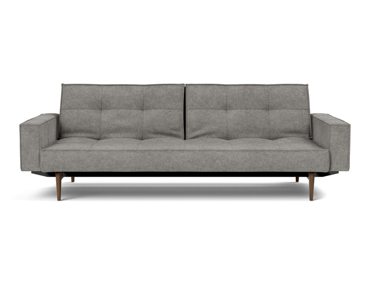 Canapea extensibila cu brate Splitback Styletto Dark Wood 115x210cm, tesatura la alegere #material_282-avella-warm-grey