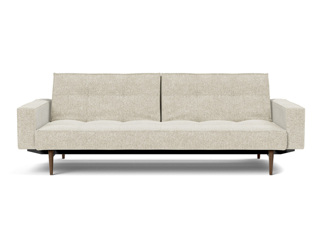 Canapea extensibila cu brate Splitback Styletto Dark Wood 115x210cm, tesatura la alegere #material_357-taura-off-white