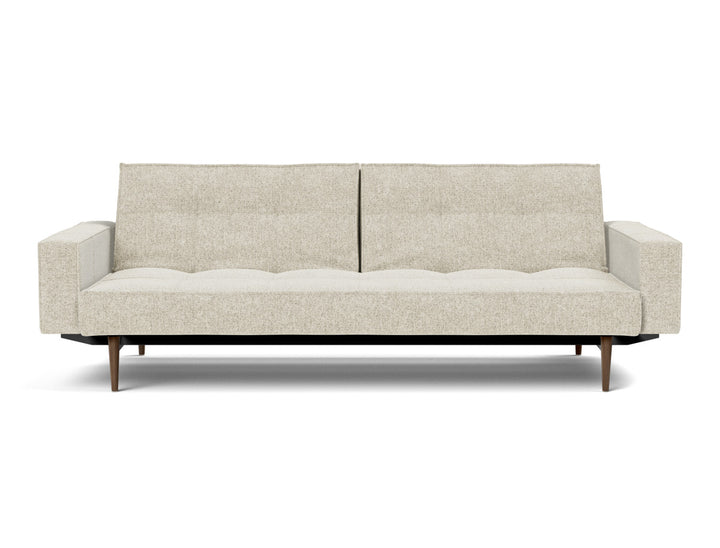 Canapea extensibila cu brate Splitback Styletto Dark Wood 115x210cm, tesatura la alegere #material_357-taura-off-white