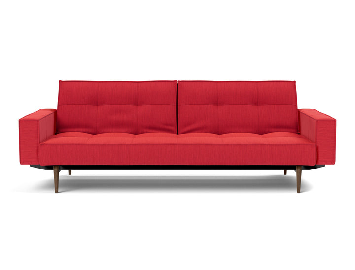 Canapea extensibila cu brate Splitback Styletto Dark Wood 115x210cm, tesatura la alegere #material_511-elegance-red