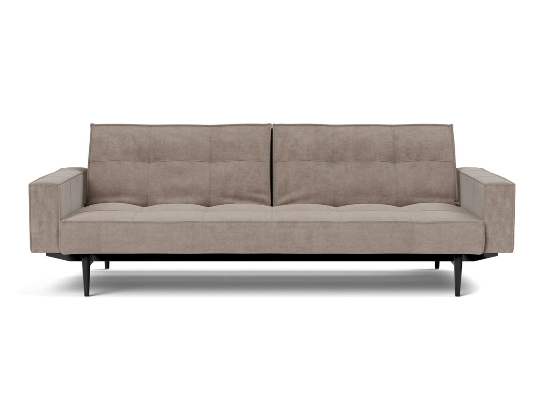 Canapea extensibila cu brate Splitback Styletto / lemn negru, tesatura la alegere #material_318-cordufine-beige