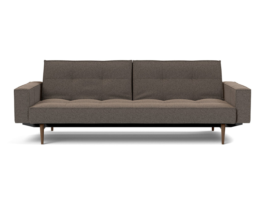Canapea extensibila cu brate Splitback Styletto Dark Wood 115x210cm, tesatura la alegere #material_530-boucl-taupe