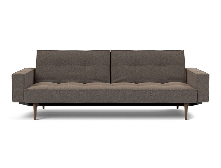 Canapea extensibila cu brate Splitback Styletto Dark Wood 115x210cm, tesatura la alegere #material_530-boucl-taupe
