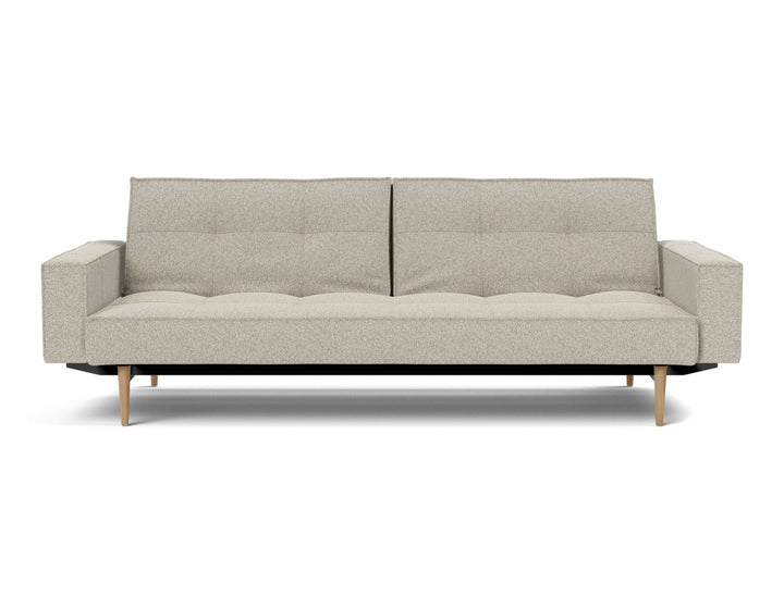 Canapea extensibila cu brate Splitback Styletto Light Wood 115x210cm, tesatura la alegere #material_539-boucl-beige
