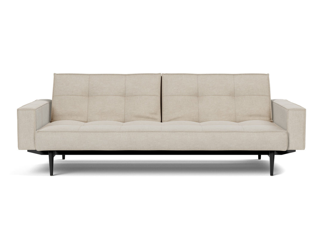 Canapea extensibila cu brate Splitback Styletto / lemn negru, tesatura la alegere #material_586-phobos-latte