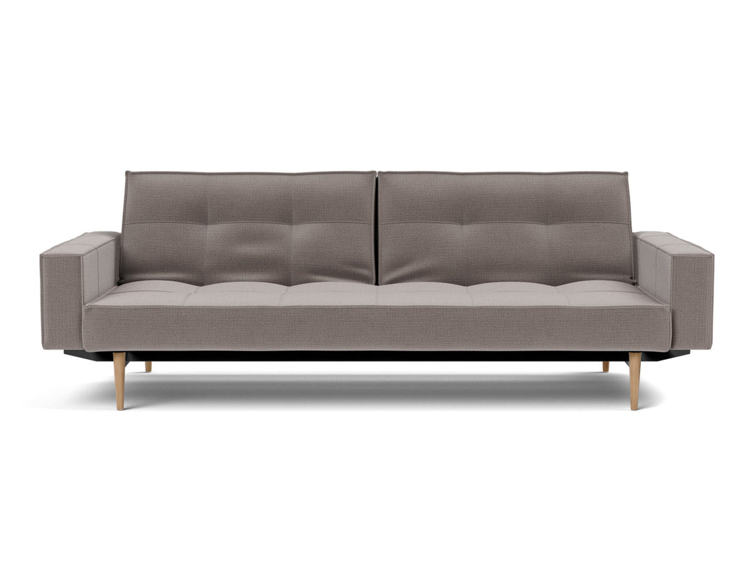 Canapea extensibila cu brate Splitback Styletto Light Wood 115x210cm, tesatura la alegere #material_418-esina-truffle