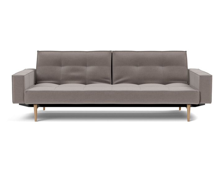 Canapea extensibila cu brate Splitback Styletto Light Wood 115x210cm, tesatura la alegere #material_418-esina-truffle