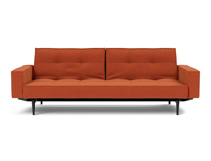 Canapea extensibila cu brate Splitback Styletto / lemn negru, tesatura la alegere #material_412-esina-rust-orange
