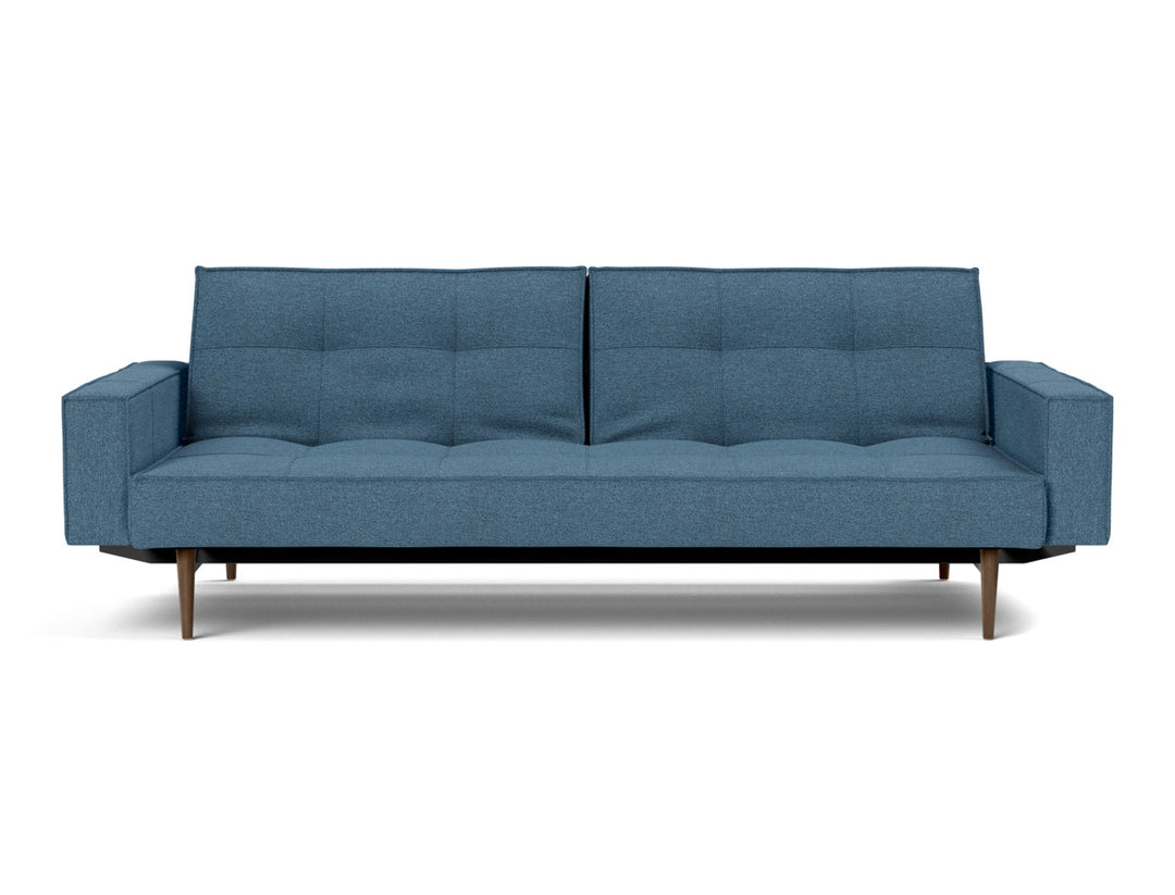 Canapea extensibila cu brate Splitback Styletto Dark Wood 115x210cm, tesatura la alegere #material_302-weda-blue