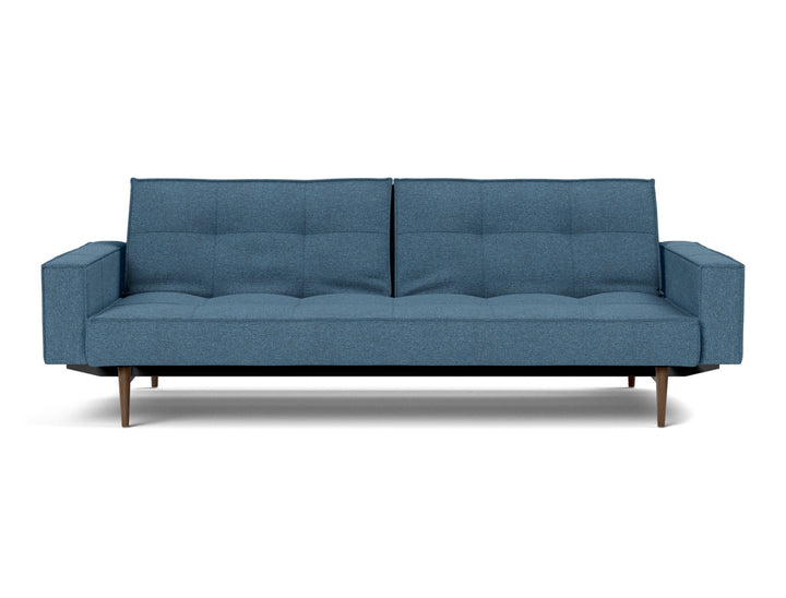 Canapea extensibila cu brate Splitback Styletto Dark Wood 115x210cm, tesatura la alegere #material_302-weda-blue