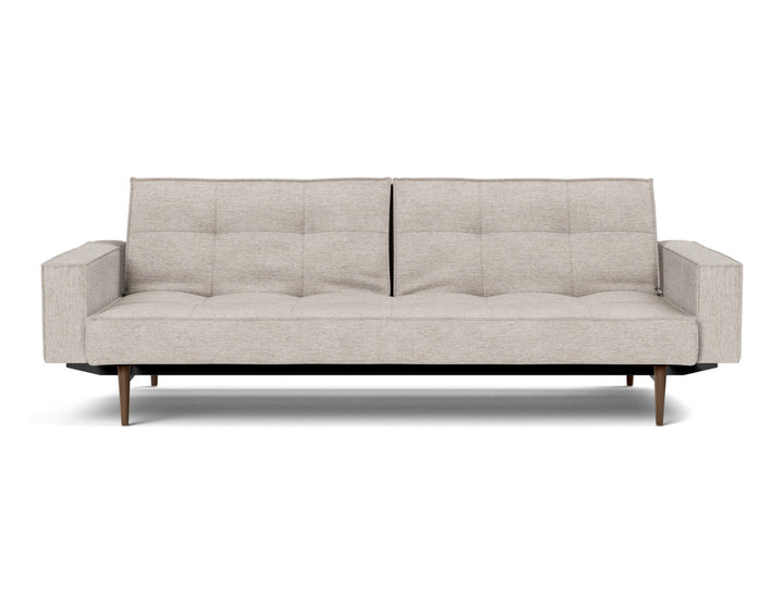 Canapea extensibila cu brate Splitback Styletto Dark Wood 115x210cm, tesatura la alegere #material_471-yuveno-sand