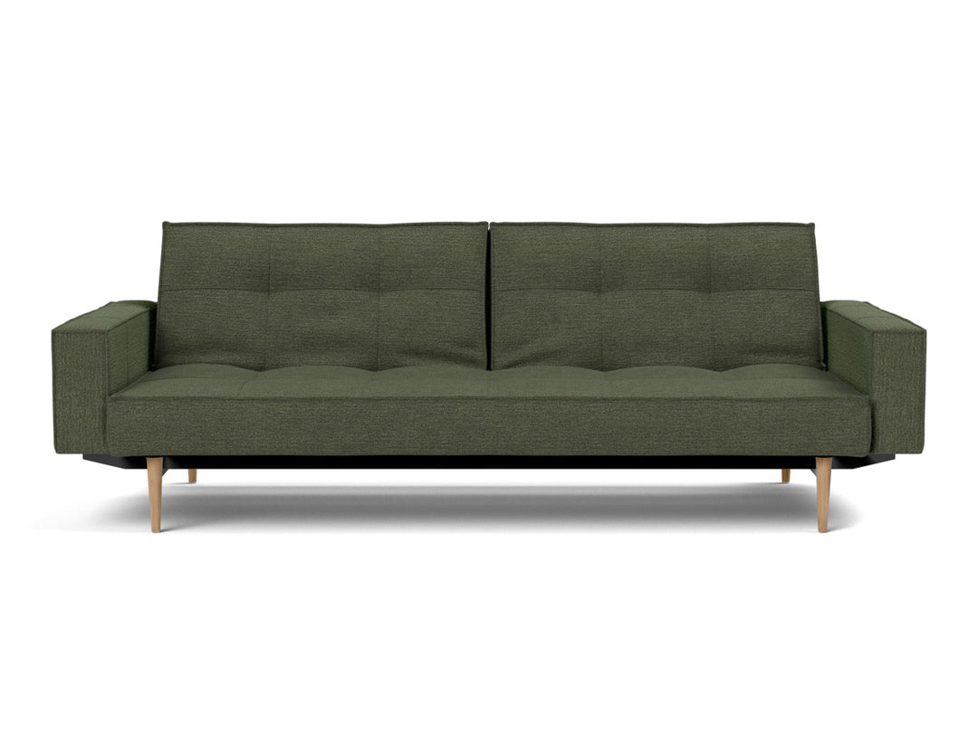Canapea extensibila cu brate Splitback Styletto Light Wood 115x210cm, tesatura la alegere #material_353-taura-forest