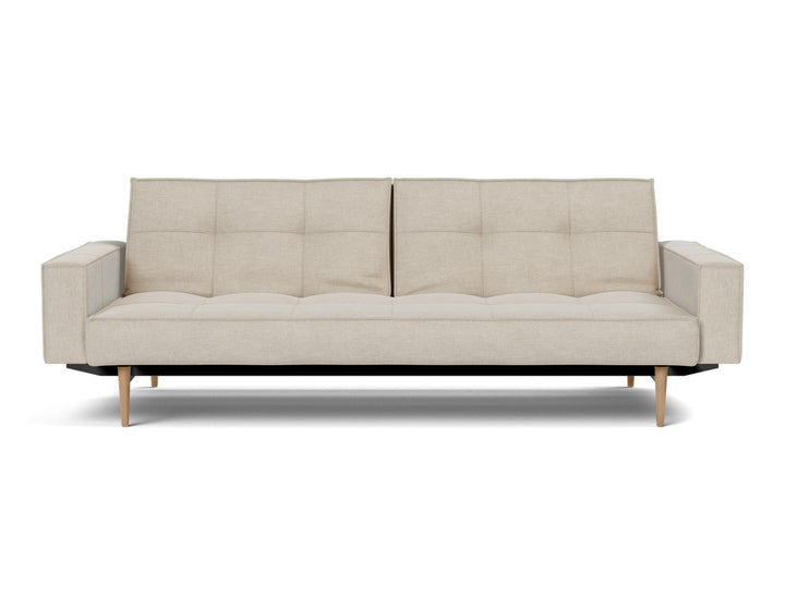 Canapea extensibila cu brate Splitback Styletto Light Wood 115x210cm, tesatura la alegere #material_586-phobos-latte