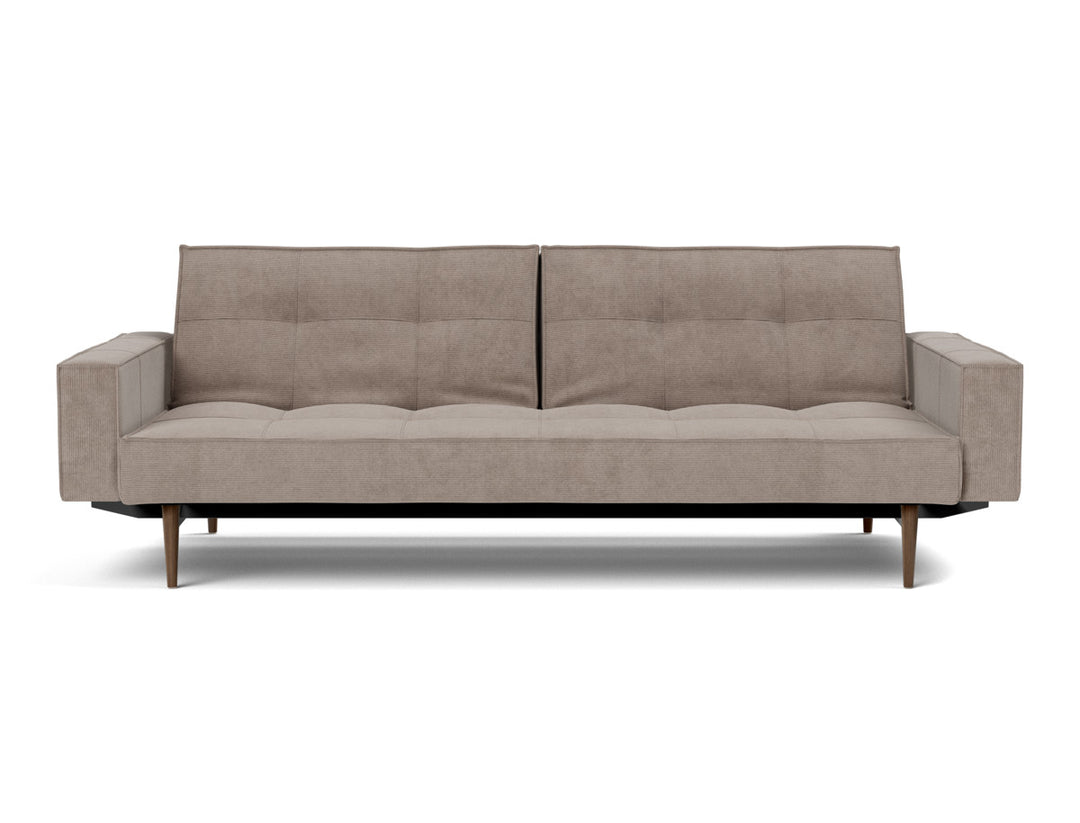 Canapea extensibila cu brate Splitback Styletto Dark Wood 115x210cm, tesatura la alegere #material_318-cordufine-beige