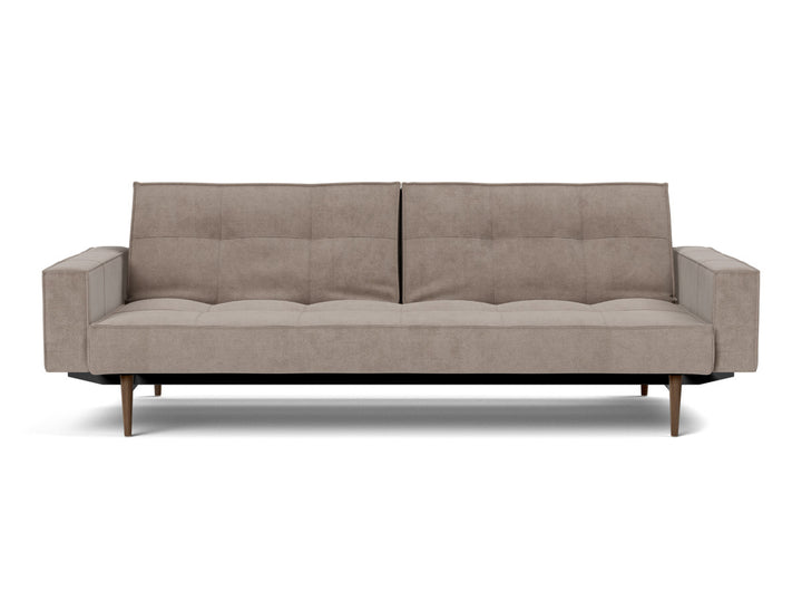 Canapea extensibila cu brate Splitback Styletto Dark Wood 115x210cm, tesatura la alegere #material_318-cordufine-beige