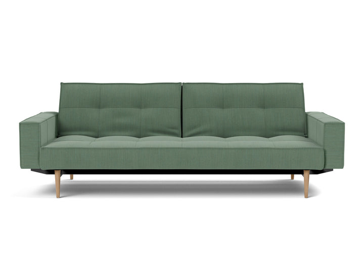 Canapea extensibila cu brate Splitback Styletto Light Wood 115x210cm, tesatura la alegere #material_518-elegance-green